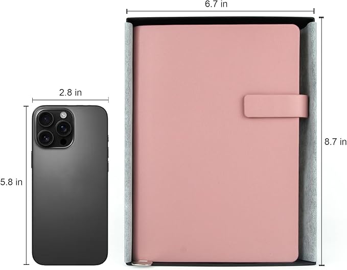 Soft Cover Leather Journal Notebook A5 Lined 212 Pages 5x8.25 Inches with Strap Closure Travel Work School Writing Journaling Notebooks for Women Men Gift Box Packaging Pink