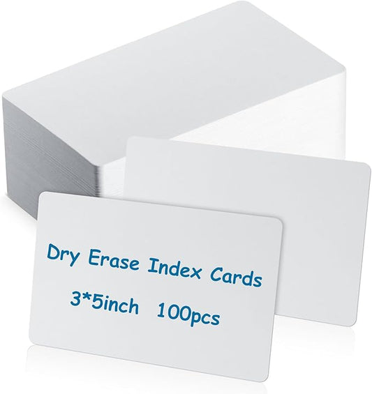 Harloon 100 Pcs Dry Erase Index Cards 3 x 5 Inch Laminated Reusable Dry Erase Note Cards Sheets for Office Home Housework to Do List(White)