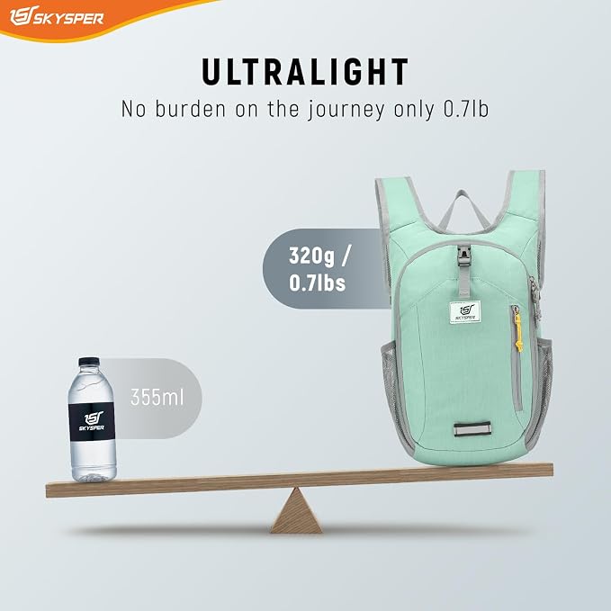 SKYSPER 10L Hiking Backpack Small Foldable Daypack Packable Lightweight Hiking Daypack Travel Day Pack for Women Men