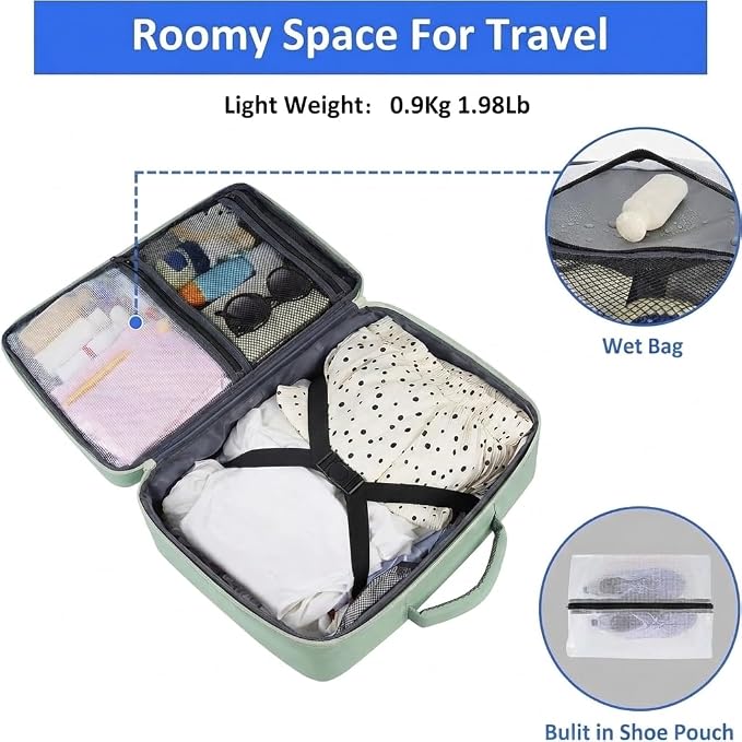 Taygeer Carry On Backpack, 40l Travel Backpack for Women Airline Approved | Cute 17.3" Personal Item Travel Bag with Shoe Pouch, Casual Daypack Gifts for Friend Hiking Weekend, Green Beige