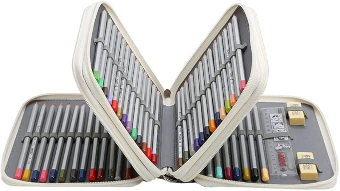 Portable Colored 72 Slots Pencil case Organizer with Printing Pattern for Watercolor Pens, Pencil Case Organizer for Artist