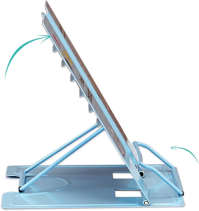 TOMYEUS Book Stand Cookbook Stand Desk Book Holder Metal Reading Rest Adjustable Documents Holder Portable 8 x 7 inch Bookstand for Recipes Textbooks Book Holder (Color : Gray)
