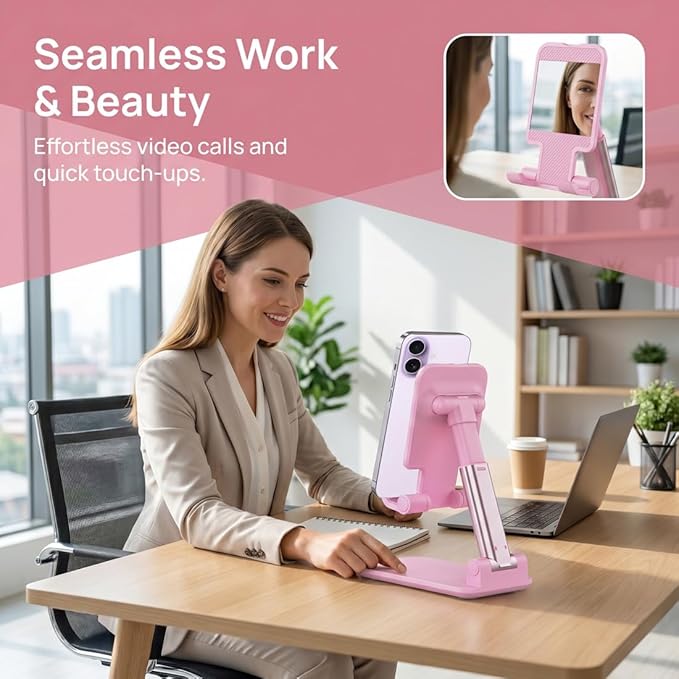 Phone Stand, Sakura Pink Cellphone Holder Cute Office DeskAccessories Compatible with All Smartphones