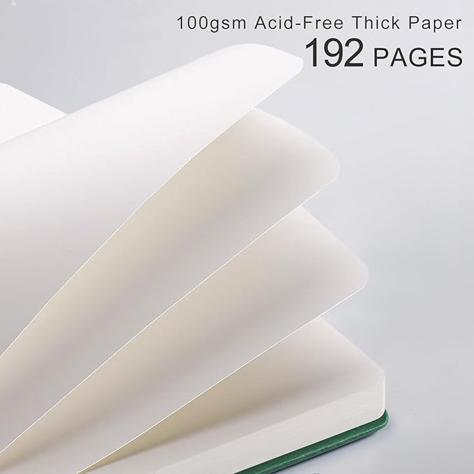 Blank Journal for Women Men, 192 Pages A5 Notebook Journal, Hardcover Notebook with 100Gsm Thick Pages, Leather Note Book for Writing, Travel, Business, Office, Prayer 5.7 x 8.3, Dark Green