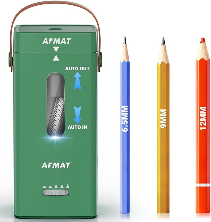 AFMAT Electric Pencil Sharpener, Fully Automatic Pencil Sharpener, Auto in & Out, Rechargeable Hands-Free Sharpeners for Jumbo & Colored Pencils (6.5-12mm), Portable for Home/Classroom/Office PSC6