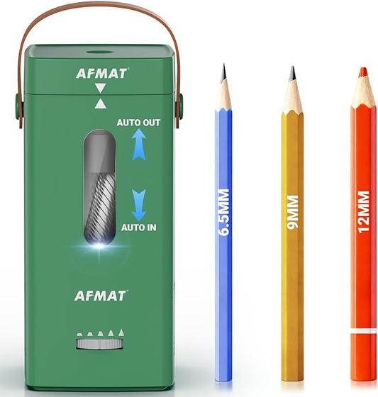 AFMAT Electric Pencil Sharpener, Fully Automatic Pencil Sharpener, Auto in & Out, Rechargeable Hands-Free Sharpeners for Jumbo & Colored Pencils (6.5-12mm), Portable for Home/Classroom/Office PSC6