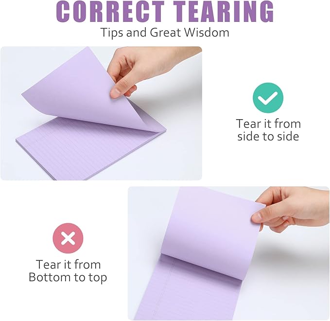 TaoBary 10 Pcs Small Legal Pads 5 x 8 Inch Colored Lined Sticky Notepads 500 Sheet Self Stick Ruled Writing Note Pads for School College Office Home Memo Supplies 5 Colors(Pastel Color)
