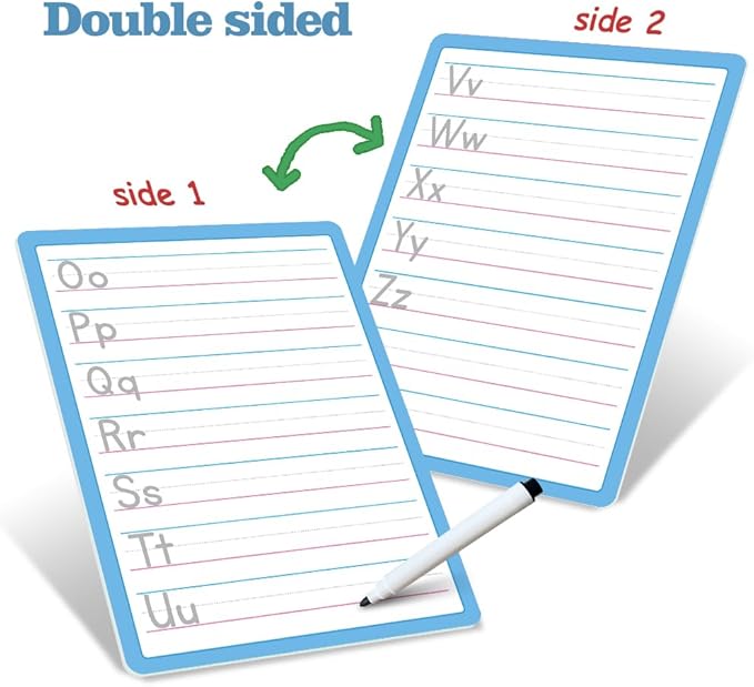 Lachilly Double Sided Dry Erase Handwriting Practice Boards – Alphabet A-Z and Number 1-10 Tracing Board for Kids – Write, Wipe, and Reuse – Perfect for Kindergarten and Preschool