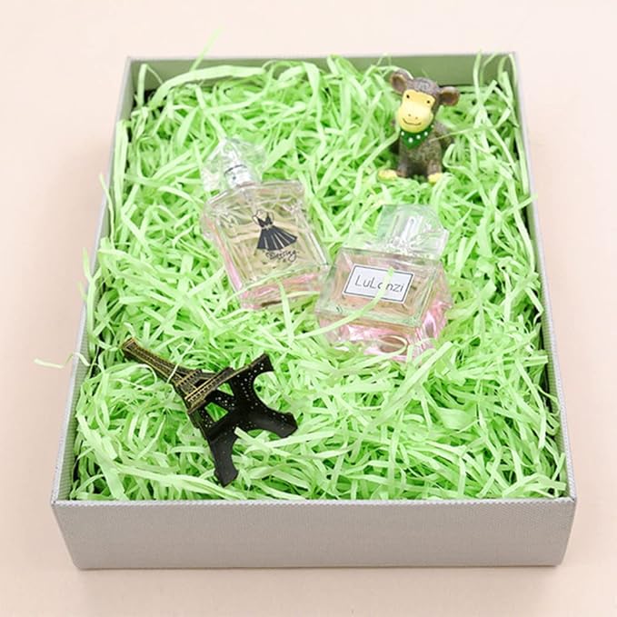 Raffia Paper Shreds, 100g Shredded Paper for Gift Box, Crinkle Cut Paper Shred Filler for Gift Wrapping & Basket Filling(Green)