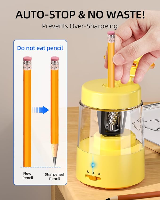 ZMOL Electric Pencil Sharpeners, Lion Pencil Sharpener for Colored Pencils, Auto Stop, Kids Portable Pencil Sharpener for Rechargeable Battery Operated No.2/(6-8mm), Home/Classroom/Office