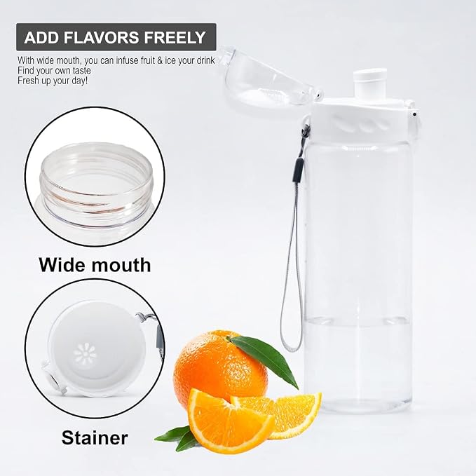 Clear Plastic Water Bottle | No Markings 24oz Chug Lid Sports Water Bottle | Leak Proof Re-Usable Flip Top Plastic Drinks Bottles for School, Exams, Office, Gym, Cycling (Clear-24oz)