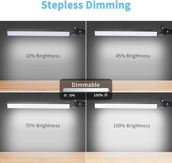 LED Architect Desk Lamp, Touch Control Metal Swing Arm Dimmable Task Lamp, Eye Care Table Lamp with Clamp (5 Color Modes, 10-Level Dimmer) Highly Adjustable Office, Craft, Workbench Light