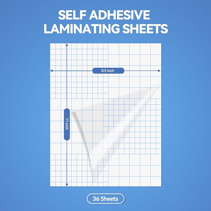36 Sheets Transparent Laminate Sheets 8.5x11 inch Self Adhesive Laminating Sheets 100% Clear Waterproof Vinyl Laminator Sheets Overlay Lamination Sticker Film for Sticker Paper, Photo