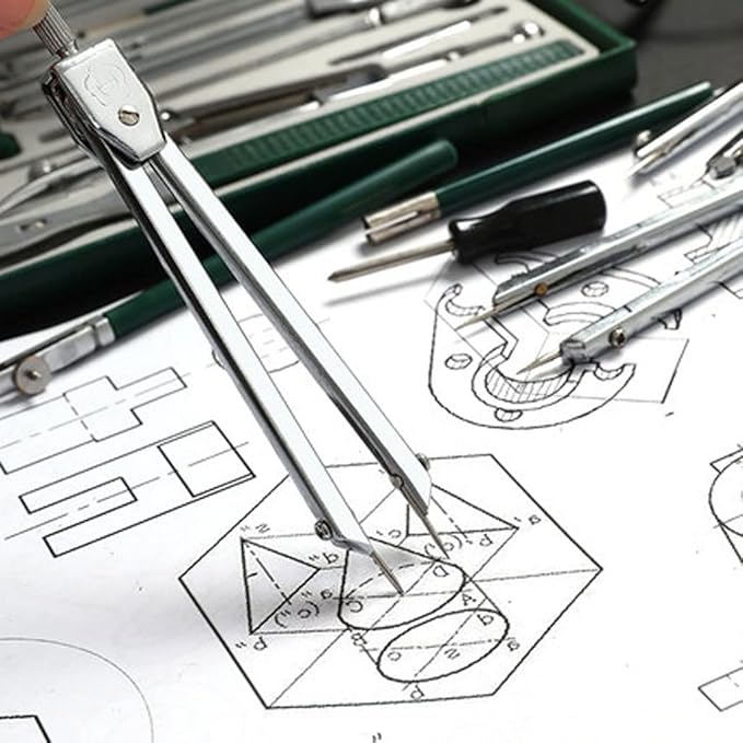 Mathematical Geometry Set 30 Piece Compass Set Math Geometry Tool Set with Lead Refill Protractor, Multifunctional for School Home and Office Tools Student Compass Set