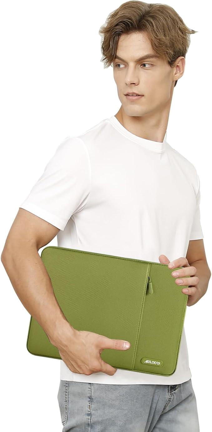 MOSISO Laptop Case 15 inch, 15 inch Laptop Sleeve Compatible with MacBook Air M5 A3448 M4 A3241 M3 A3114 M2 A2941 2026-2023, Dell XPS, Polyester Vertical Computer Sleeve Bag with Pocket, Chartreuse