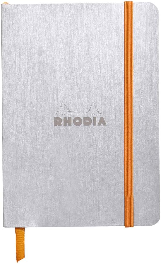Rhodia Rhodiarama SoftCover Notebook - 72 Lined Sheets - 4 x 5 1/2 - Silver Cover (117301C)