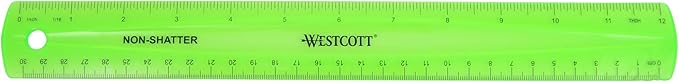 Westcott Shatterproof Ruler, 12-Inch, Green, 16012