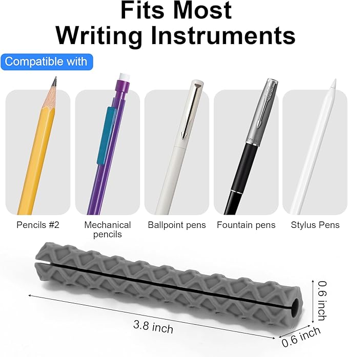 Sensory Pencil Grips for Kids 4 Pack, Quiet Classroom Fidget Toys, Textured Silicone ADHD & Autism Calming Tools, Anxiety Relief Item for Adults & Teens, Christmas Stocking Stuffers Gifts