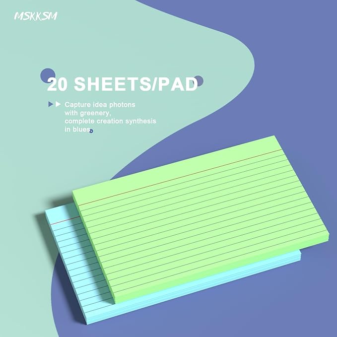 120 Count Index Cards 5x8 Colored Ruled 5 by 8 Index Flash Cards for Studying, Colored Lined Index Note Cards 5 x 8 Cards, Notecards 5x8 Lined Index Cards Ruled 5 x 8" Flashcards, 6 Assorted Colors