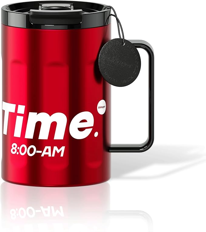 18 oz Stainless Steel Insulated Coffee Mug with Handle and Lid, Double Wall Vacuum Travel Mug, Tumbler Cup with Sliding Lid, Resuable Insulated Coffee Tumbler, Red