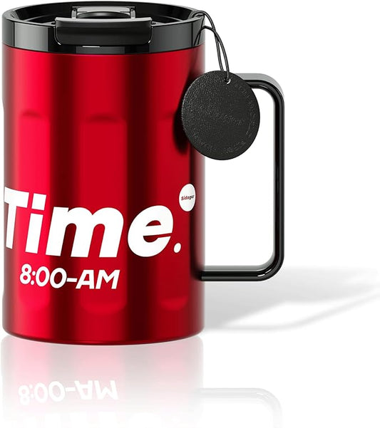 18 oz Stainless Steel Insulated Coffee Mug with Handle and Lid, Double Wall Vacuum Travel Mug, Tumbler Cup with Sliding Lid, Resuable Insulated Coffee Tumbler, Red