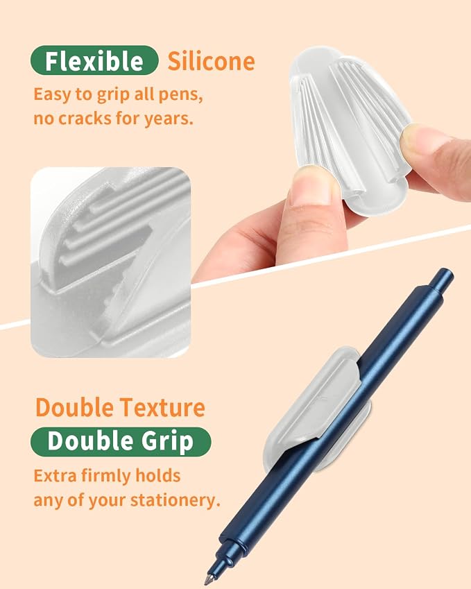 Tiizze Adhesive Pencil Holders for Desk Set of 10 - Silicone Pen Holder with 15 PCS Adhesive Pads - Flexible Pencil Holder for Office Essentials Accessories and Teacher Supplies, White