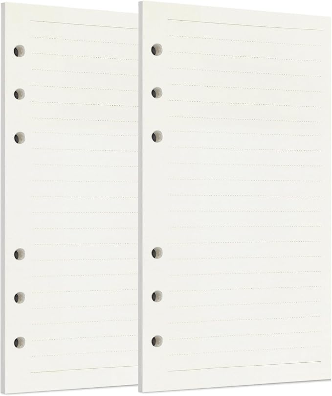 Zelten Refills/Loose Leaves for A6 Cover Ring Binder/Personal Organizer/Planner(A6 6 Holes, Lined 2 Pack)