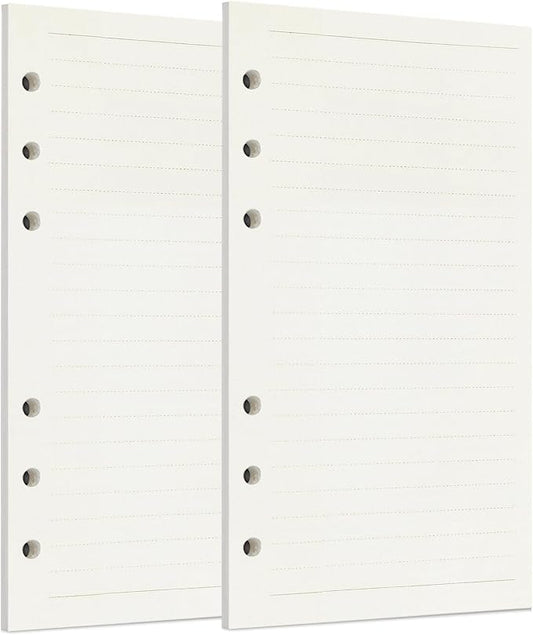 Zelten Refills/Loose Leaves for A6 Cover Ring Binder/Personal Organizer/Planner(A6 6 Holes, Lined 2 Pack)