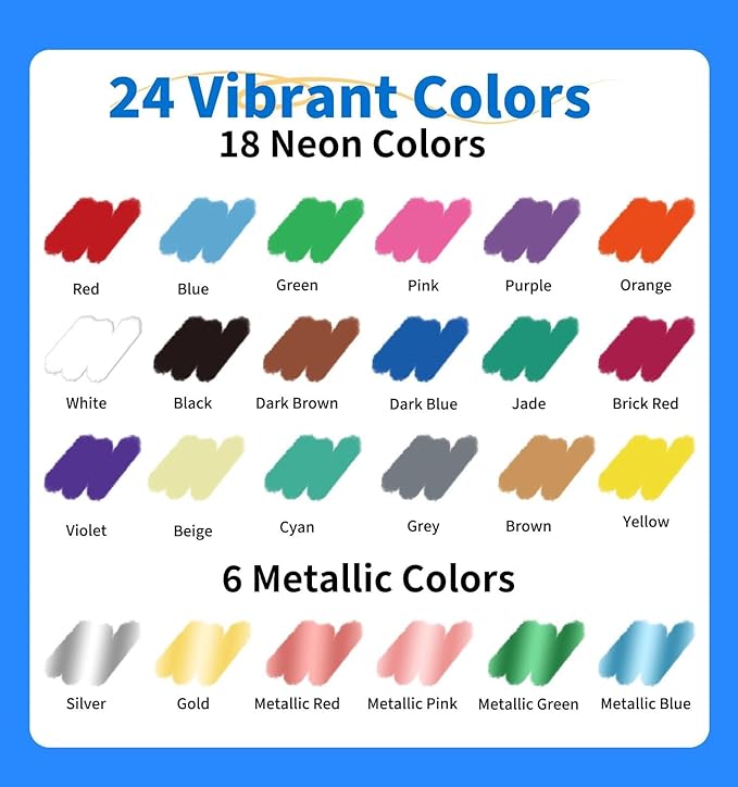 Extra Fine Tip Chalk Markers for Blackboard&Glass (Pack of 24, 1mm Tip), Liquid Chalk Pens for Dry Erase Board, Washable Markers Paint and Drawing for Chalkboards, Windows, Bistro, Cars, Signs