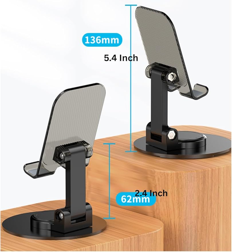 Foldable 360° Cell Phone Stand Angle Height Adjustable Phone Holder for Desk, Compatible with iPhone, iPad, Surface Pro, Portable Monitor 7" - 15.6"
