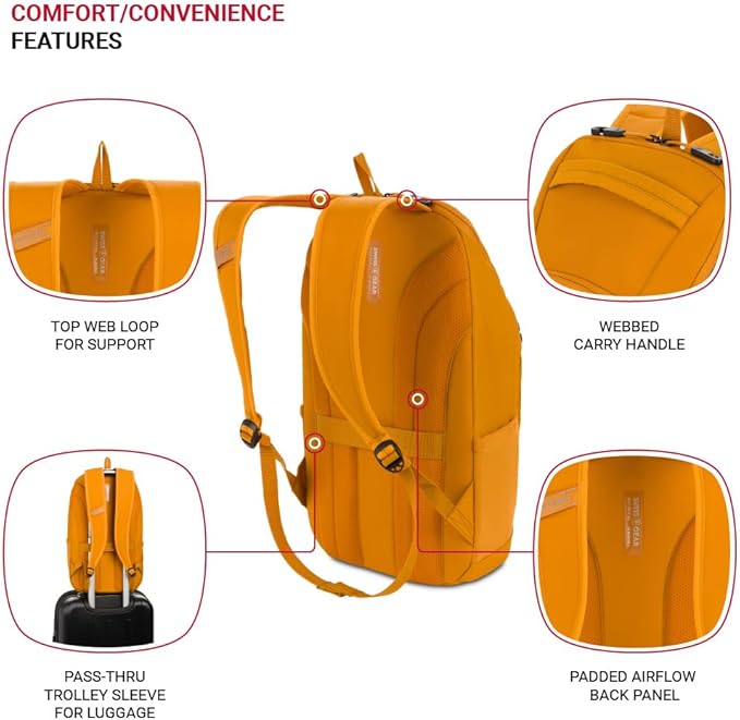 SwissGear 8117 Laptop Backpack, Fits up to 15-Inch Laptop, Mustard