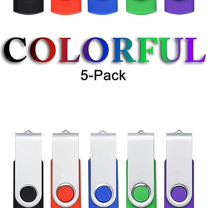 128GB Flash Drive KOOTION USB Drive Flash Drive 128GB Thumb Drive Jump Drives Memory Stick Keychain Design Pen Drive (5 Pack, Mixed Color)