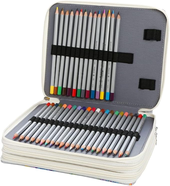 Portable Colored 120 Slots Pencil case Organizer with Printing Pattern for Watercolor Pencils, Pencil Case Organizer for Artist
