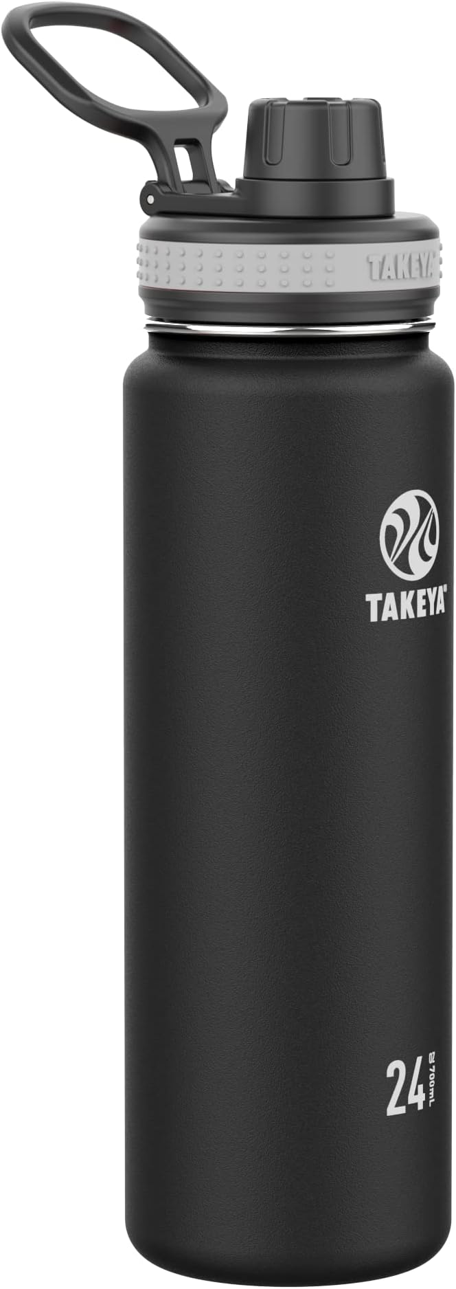 Takeya Originals 24 oz Vacuum Insulated Stainless Steel Water Bottle - Leakproof & BPA-Free Spout Lid - Keeps Drinks Cold 24 Hrs/Hot 12 Hrs - Double-Wall Design - Ideal for Active Lifestyles, Black
