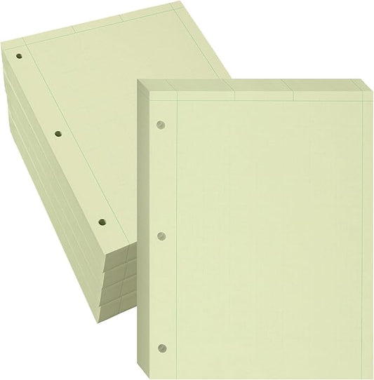 Roaring Spring Engineering Loose Leaf Filler Paper, 8.5"x11", 500 Sheets Per Pack, 5-pack (2500 Sheets) 15# Green Tinted Paper, Computation Paper, Proudly Made in The USA, Heavyweight Backer Board
