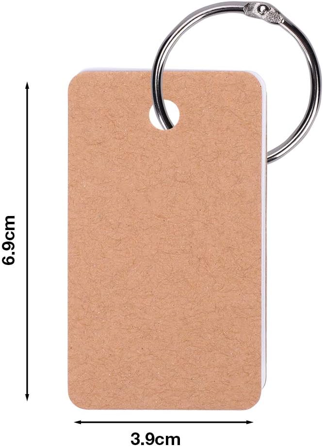 Mini Blank Flash Cards with Binder Rings Kraft Paper Blank Index Cards 4x6 with Punched Holes Easy Flip Flash Card White Study Note Cards Unruled Memo Scratch Pads Small DIY Greeting Cards 5 Pack