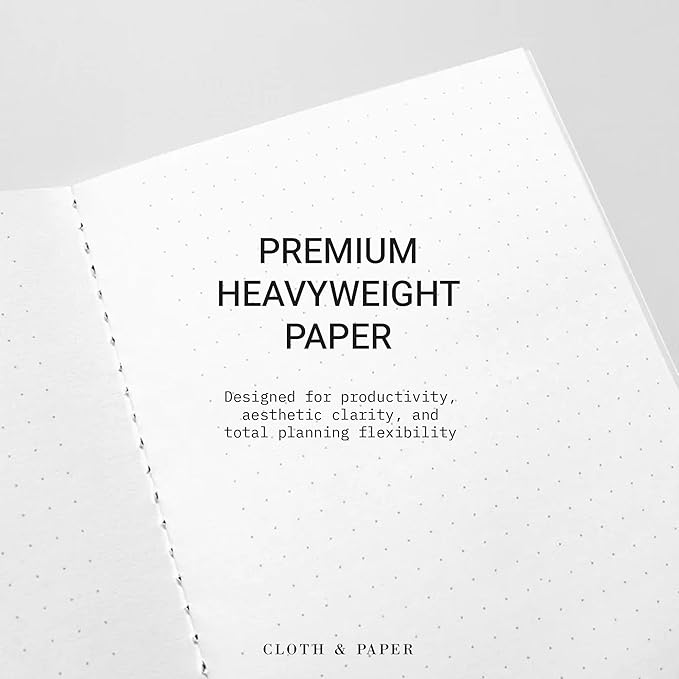 Cloth & Paper Travel Notebook | Dot Grid Journal – Avant Garde | A5 Slim Dotted Notebook 4.3" x 8.3" | Bullet Journal for Planning, Sketching & Creative Notes for Work or School – Soft Touch Cover