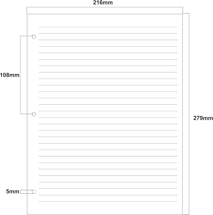 Zelten 2 Pack Letter 90 Sheets/180 Pages Lined Loose Leaf Punched Paper Refills Paper for 3 Hole Binder Personal Organizer Diary Notebook Refillable Planner