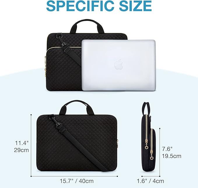 BAGSMART 15.6 Inch Laptop Case Sleeve Compatible with MacBook Pro 16 Inch,15.6 Inch HP,Dell,Acer Aspire,Asus Notebook, Lightweight Laptop Bag for Women with Shoulder Strap,Pocket,Handle, Navy Blue