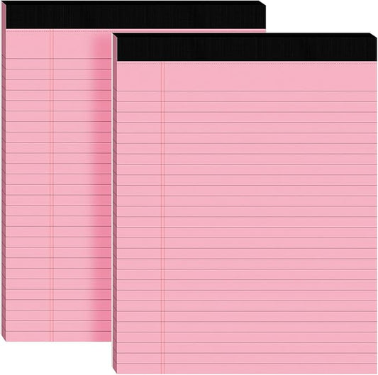 2pcs Legal Pads 8.5 x 11,Notepads 8.5 x 11 Inch, 30 Sheets/Pack, Pink Note Pads Clear Print Writing Pads of Paper, Perforate Wide Ruled Lined with Sturdy Back for Office, Business & School Supplies