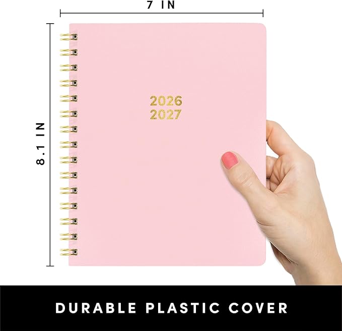 PAPERAGE Academic Planner, Weekly & Monthly Planner & Calendar, 12-Months, July 2026 - June 2027, (7" x 8"), School & Student Planning Agenda with Tabs, Bonus Pages & Inner Pocket, Pink