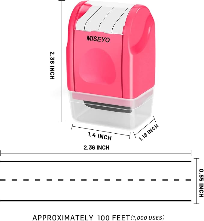 Miseyo Dashed Handwriting Lines Practice Roller Stamp,Self-Inking Line Rolling Stamps for Kids Writing - Peach