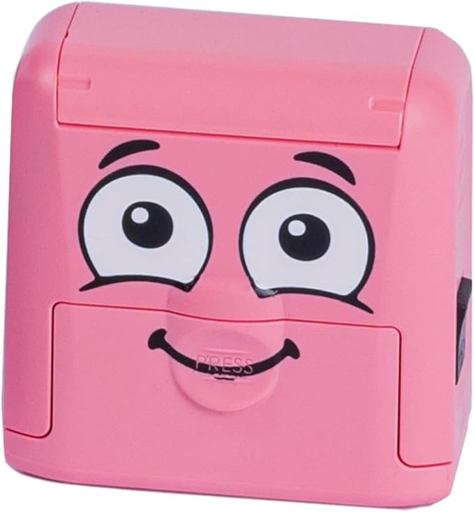 COLOP Marky Personalized Kids Name Stamp, Suitable for All Surfaces, Pink | Permanent Waterproof Clothing & Fabric Labeling, Clothing Stamp For Kids, Schools, & Daycare, Includes Labels and Thermo Tape