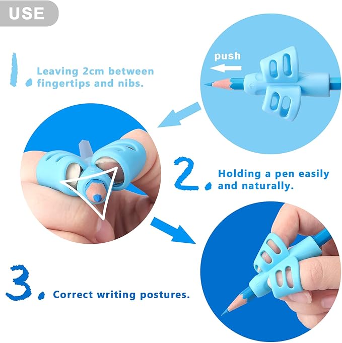 6 Pack Pencil Grips for Kids Handwriting Pencil Grippers, Pencil Writing Aid Grip Posture Correction Tool for Kids Toddler Children Special Needs