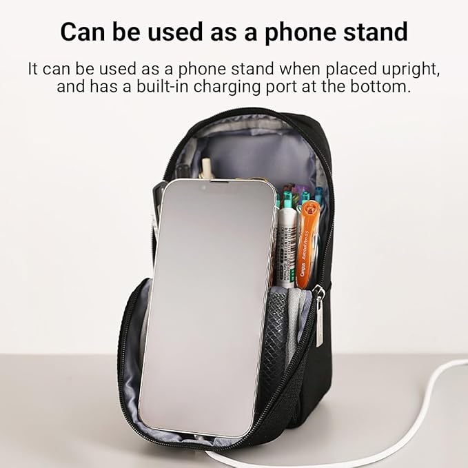 KOKUYO Pencil Case Pouch, Standing Pen Pouch Bag, Foldable Magnetic Stand up Phone Pencil Holder Organizer, Large Capacity Portable Pencil Box for School Office Supplies. (Mag Critz Neo - Grey)