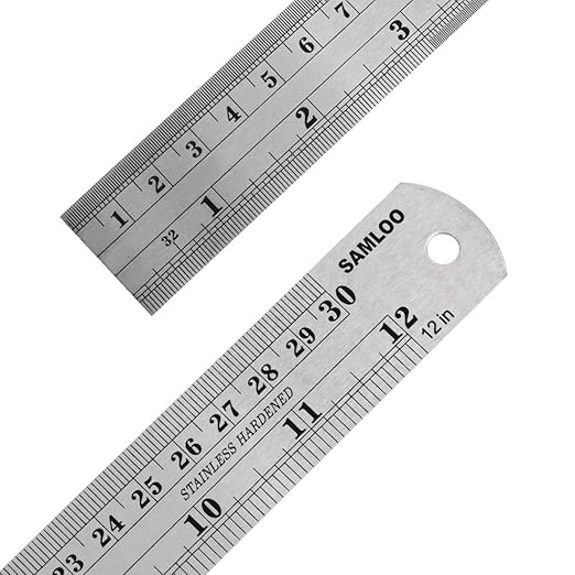 Stainless Steel 12 Inch Ruler Kit with Conversion Table and Metric Straight Edge
