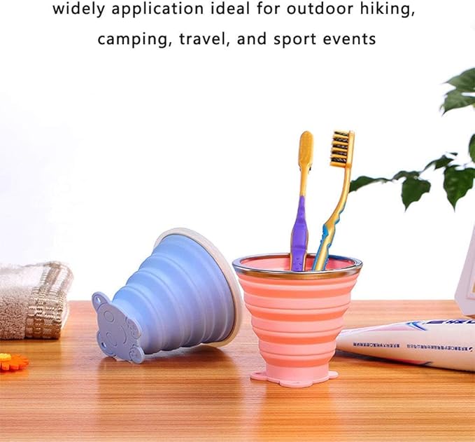 Collapsible Travel Cup | Silicone Folding Water Cups with Lids | Reusable Drinking Mugs Cup | Picnic Snacks Cups | Telescopic Camping Tumblers
