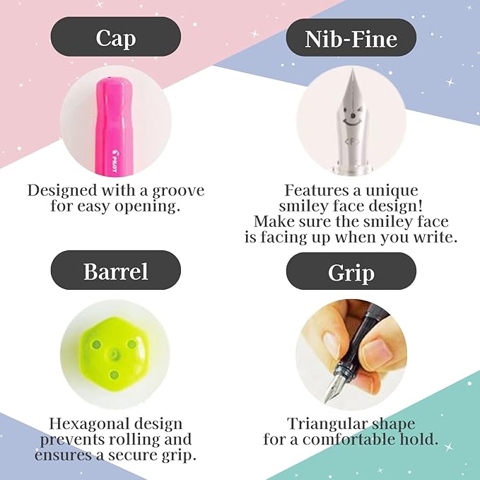 Fountain Pen Set CON-40 Converter & Kakuno Fine Nib with Black Ink Cartridge & Sticky Notes – Refillable Ink System, For Beginners, Calligraphy (Green FKA-1SR-KBOG-F)
