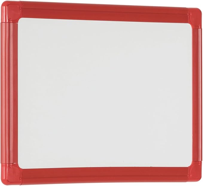 MasterVision Schoolmate Small Dry Erase Lap Whiteboard, 12" x 8", Magnetic Lap Board, Red Frame, Double Sided White Board (Blank/Gridded), for Kids, Students, Schools