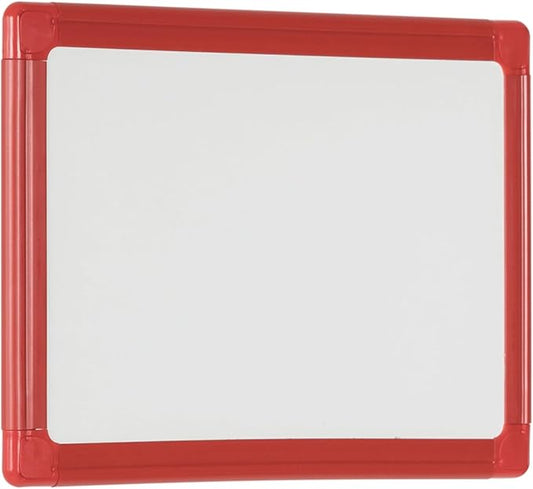 MasterVision Schoolmate Small Dry Erase Lap Whiteboard, 16" x 12", Magnetic Lap Board, Red Frame, Double Sided White Board (Blank/Gridded), for Kids, Students, Schools
